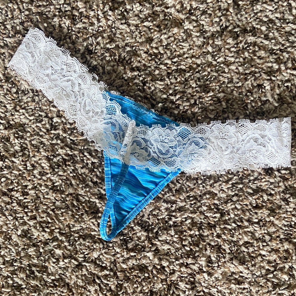 ☀️ Malibu Strings Blue and White Lace Bikini Set - Picture 3 of 3